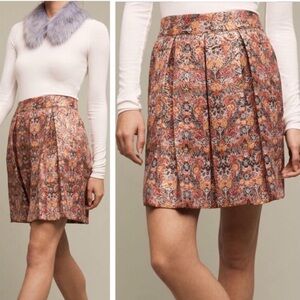 Maeve Anthropologie "Rosia" Floral Brocade Pleated Skirt - Multicolor, Medium